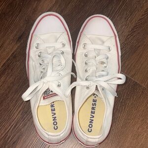 Converse White Sneakers with Red Trim